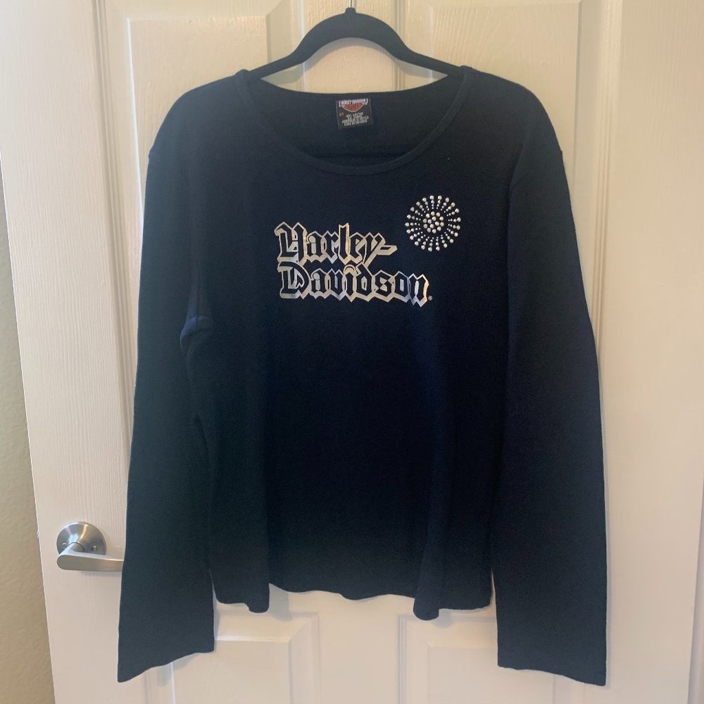Harley Davidson Women's Black Long Sleeve Tee, Size 2X, EUC